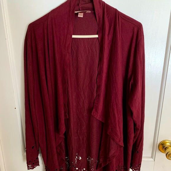 Women’s Burgundy Suede Cardigan - Picture 1 of 9
